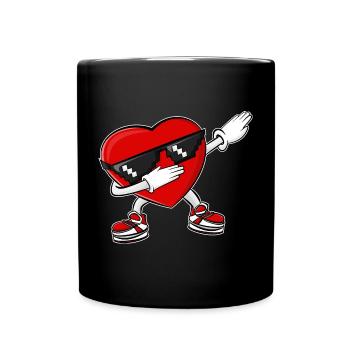 Dabbing Herz Valentinstag - Tasse einfarbig - Schwarz - Vorne