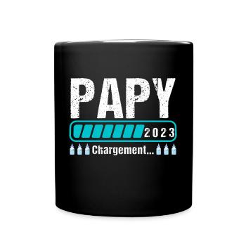 Papy en 2023 annonce naissance cadeau grand-père - Mug uni - noir - Devant