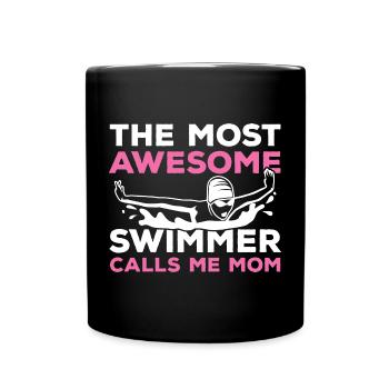 Schwimmer Mama - Tasse einfarbig - Schwarz - Vorne