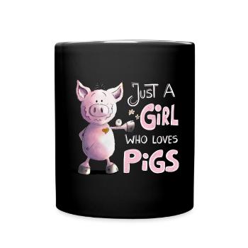 Juste une fille qui aime les cochons - Mug uni - noir - Devant