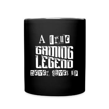 Une véritable légende du jeu vidéo n’abandonne jamais le blanc - Mug uni - noir - Devant