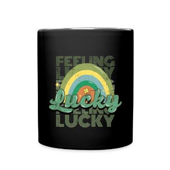 Feeling Lucky St Patricks Day Retro - Full Colour Mug - black - Front