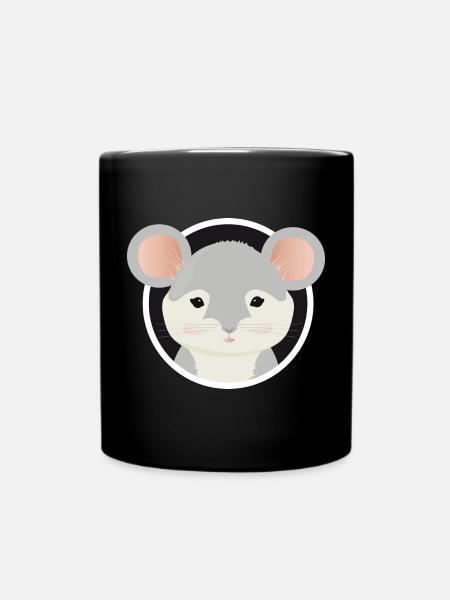 putzige graue Maus schaut aus dem Mauseloch raus - Tasse einfarbig - Schwarz