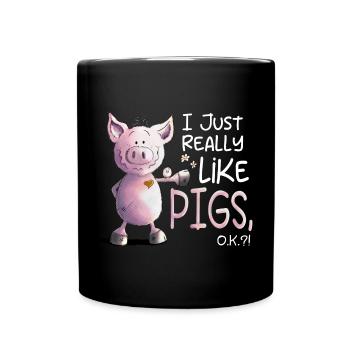 J’aime vraiment les cochons cochon - Mug uni - noir - Devant