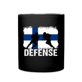 American Football Finnland Defense - Tasse einfarbig - Schwarz - Vorne