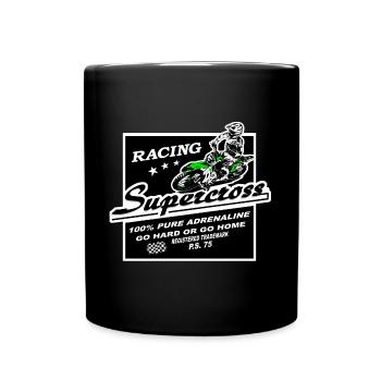 Supercross - Moto Cross - Motocross - Tasse einfarbig - Schwarz - Vorne