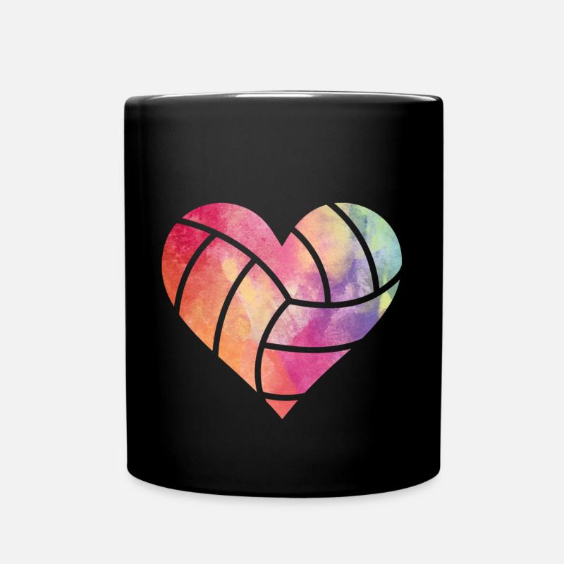 Volleyball Herz - Tasse einfarbig - Schwarz