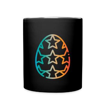 Buntes Osterei Sternen Design - Tasse einfarbig - Schwarz - Vorne