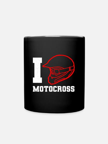 I Love Motoross Fahrer Biker Dirtbike Motorrad - Tasse einfarbig - Schwarz