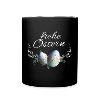 Frohe Ostern Osterei Deko - Tasse einfarbig - Schwarz - Vorne