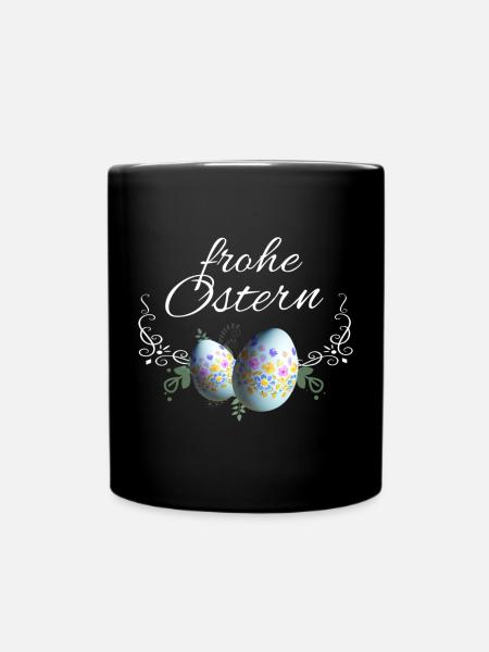 Frohe Ostern Osterei Deko - Tasse einfarbig - Schwarz
