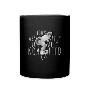 100% Absolutely Totally Koalafied Lässiger Koala - Tasse einfarbig - Schwarz - Vorne