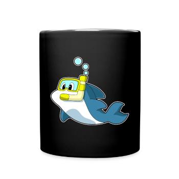 Dolphin Diver Snorkel Diving - Full Colour Mug - black - Front