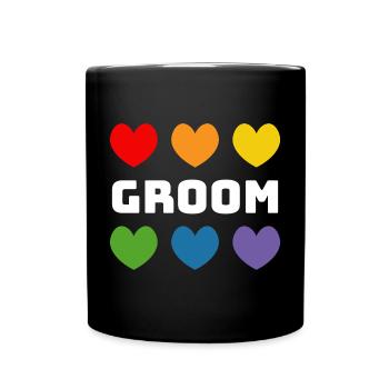 Rainbow Hearts Groom blanc - Mug uni - noir - Devant