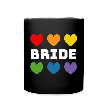 Regenbogenherzchen Bride weiss - Tasse einfarbig - Schwarz - Vorne