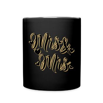 Mme et Mme en écriture dorée - Mug uni - noir - Devant
