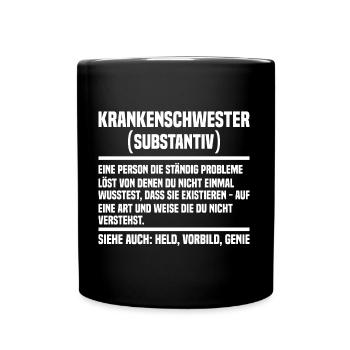Krankenschwester Krankenpfleger - Tasse einfarbig - Schwarz - Vorne