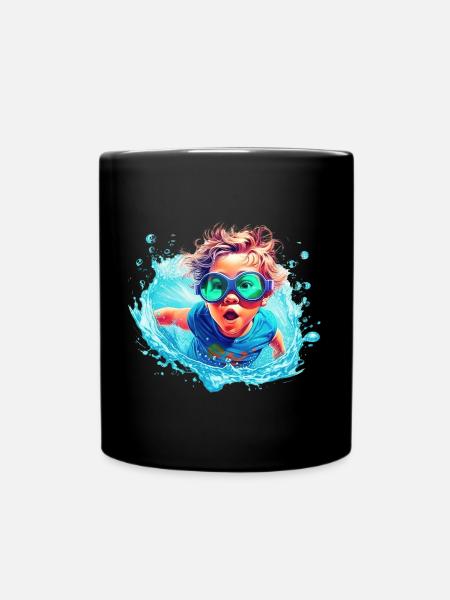 Junge im Wasser - Tasse einfarbig - Schwarz