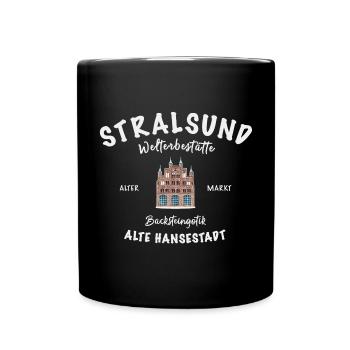 Stralsund, Old Town, Drawing Wulflamshaus - Full Colour Mug - black - Front