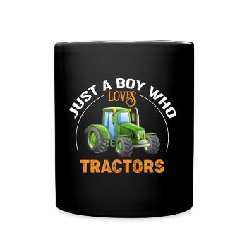 Just a Boy who Loves Tractors - Tasse einfarbig - Schwarz - Vorne