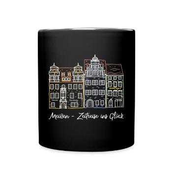 Meißen, Marktplatz, Zeitreise, Deutschland - Tasse einfarbig - Schwarz - Vorne