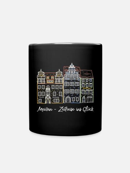 Meißen, Marktplatz, Zeitreise, Deutschland - Tasse einfarbig - Schwarz