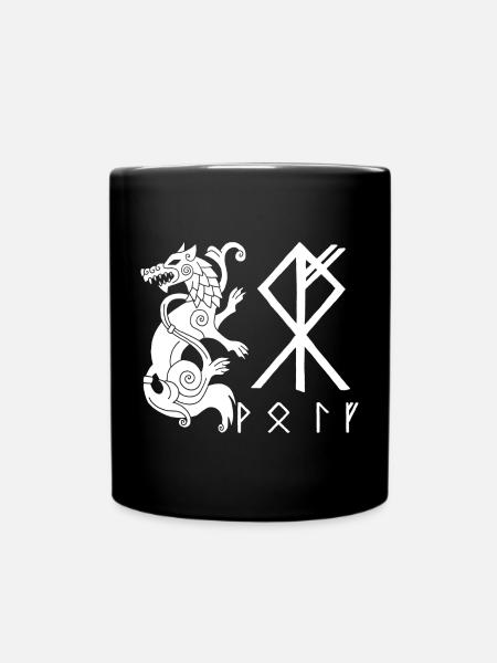 White Wolf Fenrir - Full Colour Mug - black