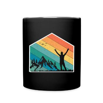 Berge Silhouette Regenbogen - Tasse einfarbig - Schwarz - Vorne