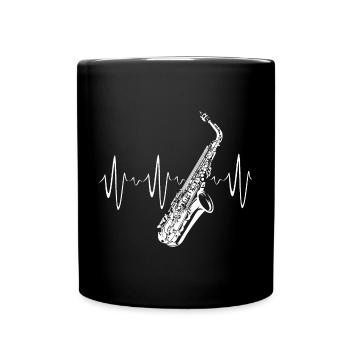 Saxophone Heartbeat Symbole Illustration icône Logo - Mug uni - noir - Devant