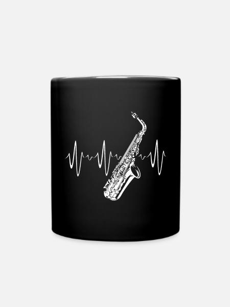 Saxophon Herzschlag Symbol Illustration icon Logo - Tasse einfarbig - Schwarz