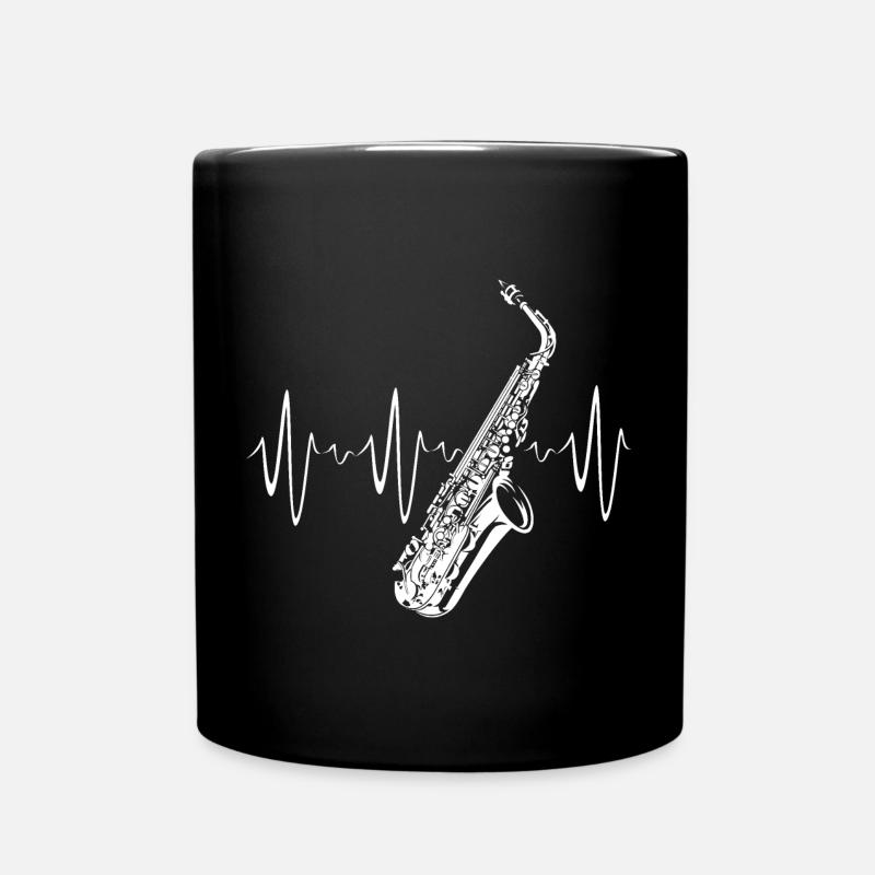 Saxophon Herzschlag Symbol Illustration icon Logo - Tasse einfarbig - Schwarz