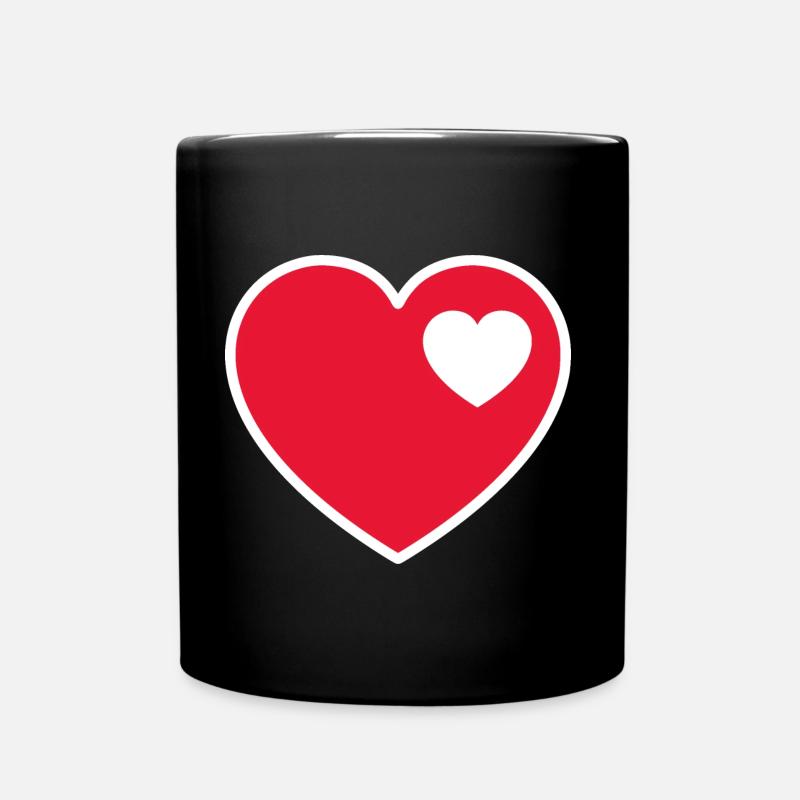 Heart in heart red - Full Colour Mug - black