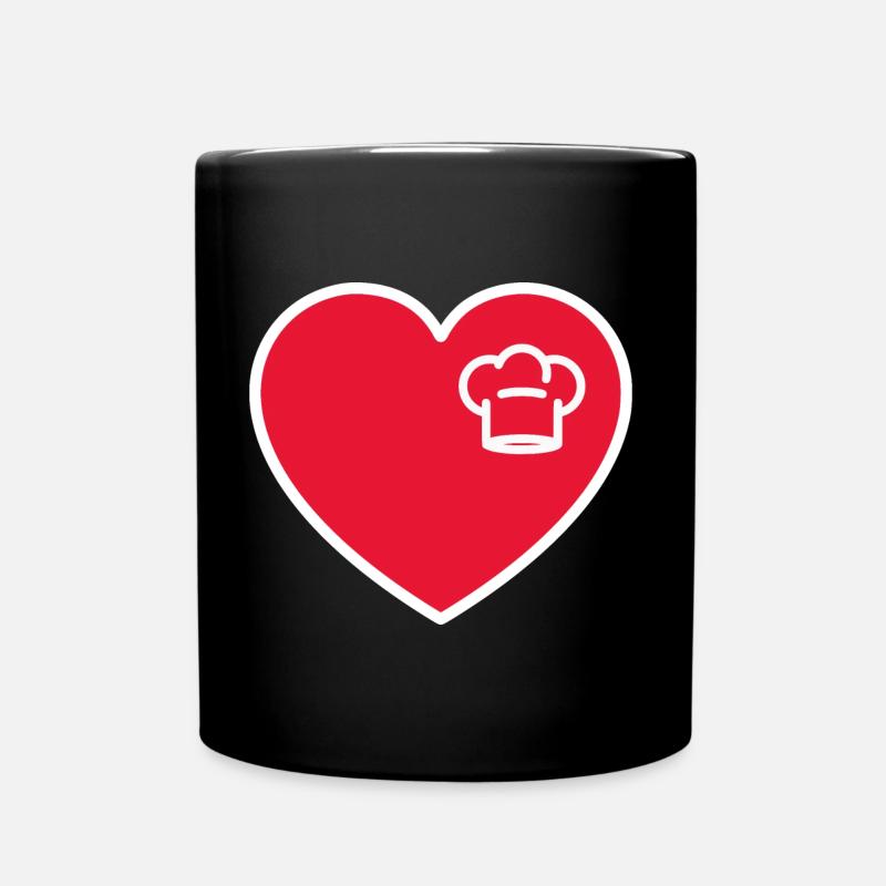 Chapeau de chef dans le cœur rouge - Mug uni - noir