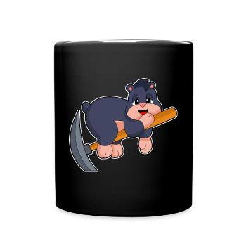 Maulwurf Bergarbeiter Spitzhacke Bergbau - Tasse einfarbig - Schwarz - Vorne