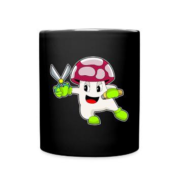 Ciseaux de coiffeur aux champignons - Mug uni - noir - Devant