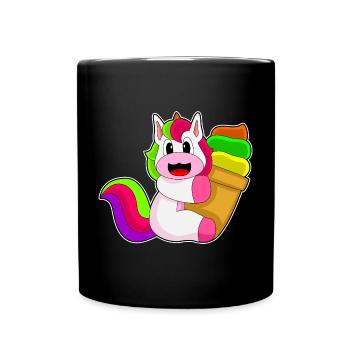 Einhorn Waffeleis - Tasse einfarbig - Schwarz - Vorne