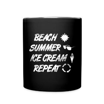 Beach Summer Ice Cream Repetition - Full Colour Mug - black - Front