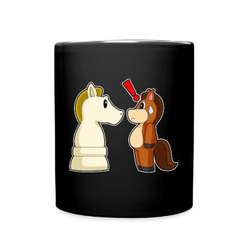 Pferd Schachfigur Springer Schach - Tasse einfarbig - Schwarz - Vorne