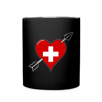 La Suisse drapeau coeur amoureux - Mug uni - noir - Devant