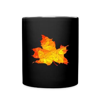Polygonales Herbst Ahorn Baum Blatt Poly Kunst - Tasse einfarbig - Schwarz - Vorne