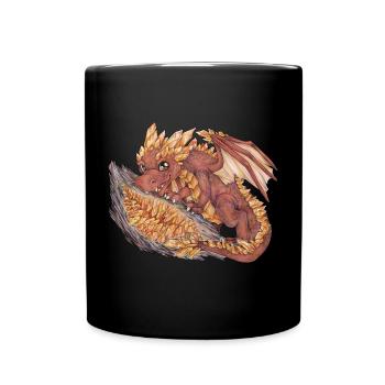 Drache Phantasie Mythologie Erde Geode Kristall - Tasse einfarbig - Schwarz - Vorne