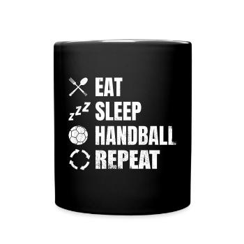 Nourriture, sommeil, handball, répétition - Mug uni - noir - Devant