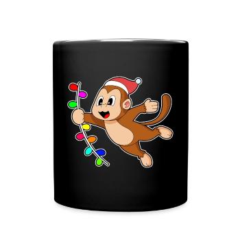 Affe Weihnachten Liane - Tasse einfarbig - Schwarz - Vorne
