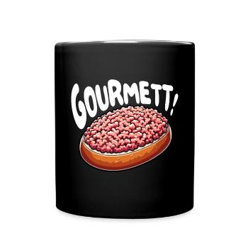 Gourmett - Lustiges Design mit Mett-Brötchen - Tasse einfarbig - Schwarz - Vorne