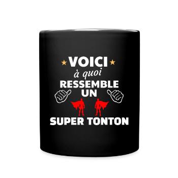 Super héros à thème de super tonton - Mug uni - noir - Devant