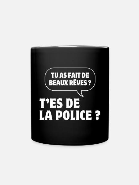 pas du matin, grincheux le matin, police humour - Mug uni - noir