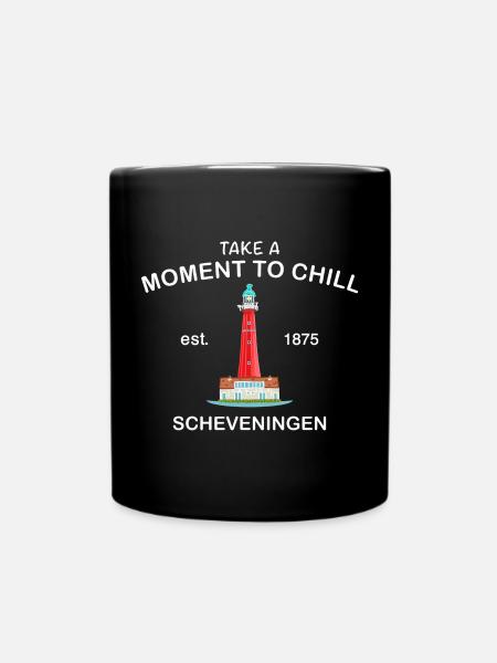 Scheveningen, Den Haag, Moment to chill, Zeichnung - Tasse einfarbig - Schwarz