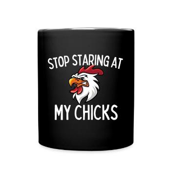 Stop Staring At My Chicks Farmer Boy - Full Colour Mug - black - Front