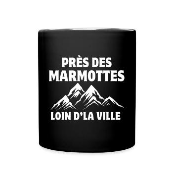 montagne, ski, ski de fond - Mug uni - noir - Devant