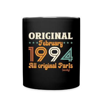 30. Geburtstag Original Februar Jahrgang 1994 - Tasse einfarbig - Schwarz - Vorne